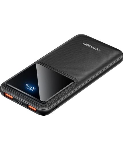 Vention 10000mAh Power Bank (Micro-USB + USB-C + USB-A + USB-A) 22.5W Black LED Display Type