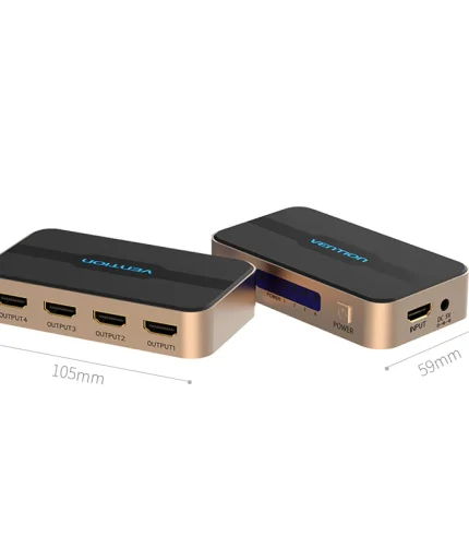 Vention 1 In 2 Out HDMI Splitter 4K@30Hz Gold Aluminum Alloy Type