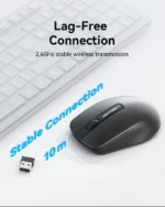 Vention 3-Button Wireless Computer Mouse with USB Receiver Black