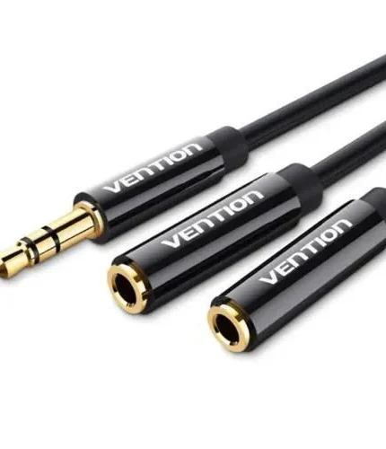 Vention 3.5mm Male to 2*3.5mm Female Stereo Splitter Cable 0.3M Black ABS Type