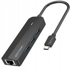 Vention USB-C to USB 3.0*3/RJ45/Micro-B HUB 0.15M Black ABS Type