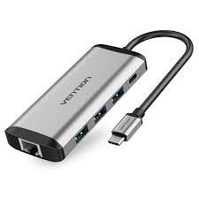 Vention USB C Multi-function 5 in 1 Docking Station Type-C to HDMI/USB3.0*3/PD Converter 0.15M Gray Metal Type