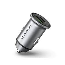 Vention Two-Port USB A+A(30+30) Car Charger Gray Mini Style Aluminium Alloy Type