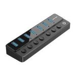 USB B to USB 3.0 X7 HUB with individual Power switches And DC.5.5m power adapter