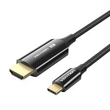 Vention Cotton Braided USB-C to HDMI Cable 1M Black Aluminum Alloy Type