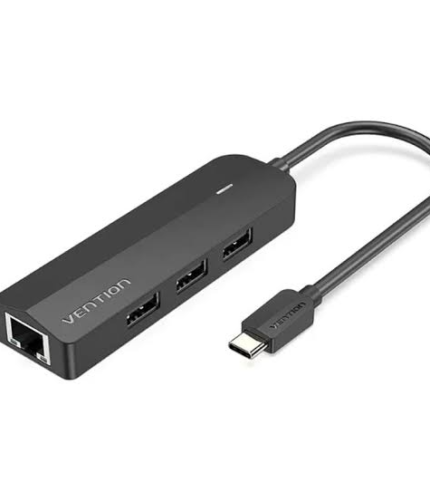 Vention TGPBB USB-C to USB 3.0*3/RJ45/Micro-B HUB 0.15M Black ABS Type