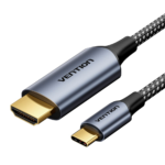 Vention CRBBF Cotton Braided USB-C to HDMI Cable 1M Black Aluminum Alloy Type