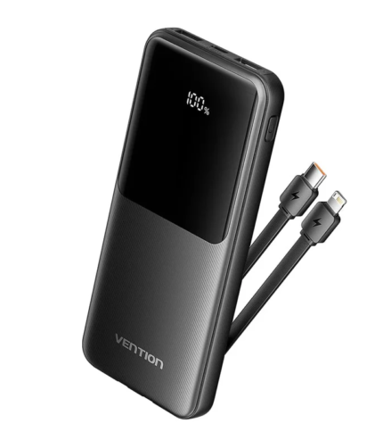 Vention 10000mAh Power Bank (Micro-USB + USB-C + USB-A + USB-A) 22.5W Black LED Display Type