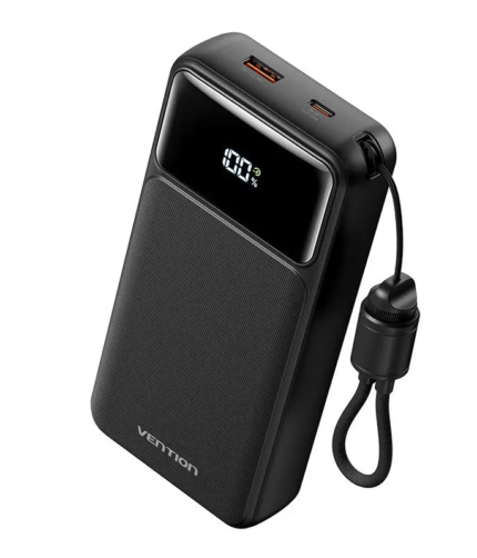 Vention 20000mAh Power Bank (Micro-USB + USB-C + USB-A + USB-A) 22.5W Black LED Display Type