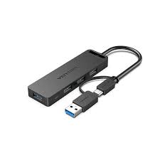 Vention 4-Port USB 3.0 Hub with USB-C & USB 3.0 2-in-1 Interface and Power Supply 0.15M ABS Type