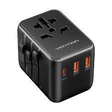 Vention 3-Port USB (C + A + A) Universal Travel Adapter (20W/18W/18W) Black