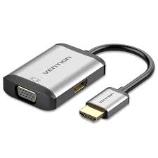 Vention HDMI to HDMI+VGA Converter 0.15M Gray Metal Type