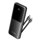 Vention 10000mAh Power Bank (Micro-USB + USB-C + USB-A + USB-A) with Integrated USB-C and Lightning Cables 22.5W Black LED Display Type