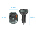 Vention 3-Port USB (C + A + A) Car Charger with FM Transmitter (30W/18W/5W) Black ABS Type