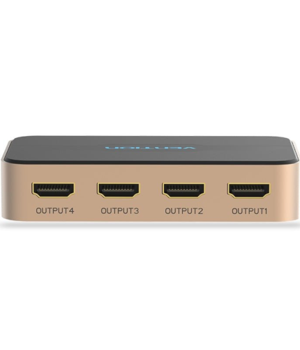 Vention 1 In 2 Out HDMI Splitter 4K@30Hz Gold Aluminum Alloy Type