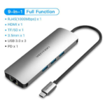 Vention 9 in 1 Multi-function Type-C Docking Station 0.1M Gray Metal Type