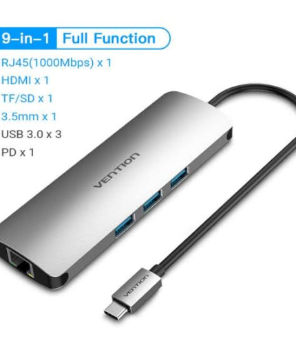 Vention 9 in 1 Multi-function Type-C Docking Station 0.1M Gray Metal Type