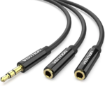 Vention 3.5mm Male to 2*3.5mm Female Stereo Splitter Cable 0.3M Black ABS Type