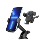 Vention One Touch Clamping Car Phone Mount with Suction Cup+Y-Shaped Clip Black Square Type