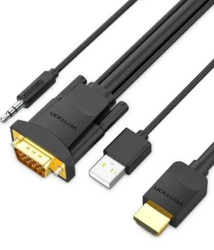 Vention Hdmi To Vga Cable With Audio Output And Usb Power Supply 1.5m Black – Abibg 1.5m