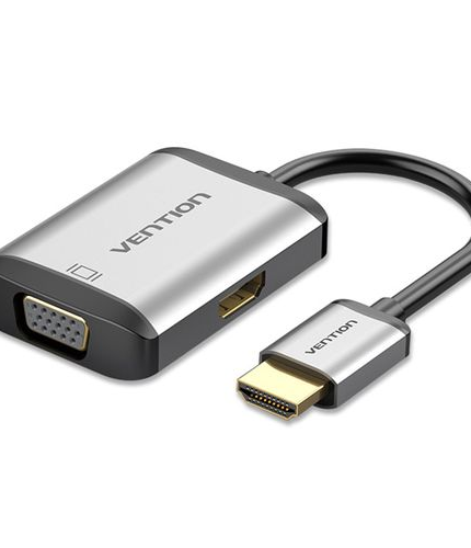 Vention HDMI to HDMI+VGA Converter 0.15M Gray Metal Type
