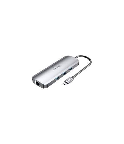 Vention USB C Multi-function 7 in 1 Docking Station USB-C to HDMI/USB 3.0×3/SD/TF/PD Docking Station Gray 0.15M Aluminum Alloy Type