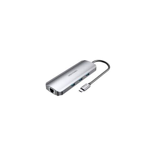 Vention USB C Multi-function 7 in 1 Docking Station USB-C to HDMI/USB 3.0×3/SD/TF/PD Docking Station Gray 0.15M Aluminum Alloy Type