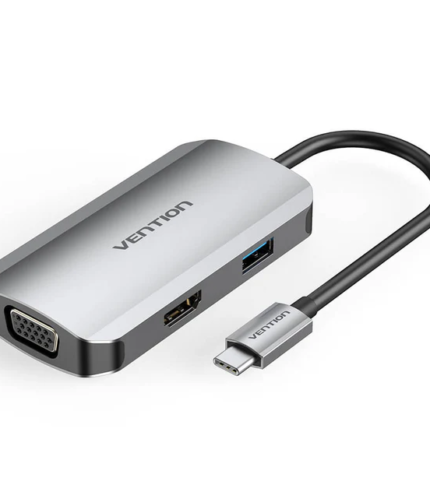 Vention USB C Multi-function 8 in 1 Docking Station to HDMI/USB3.0x3/RJ45/SD/TF/PD Docking Station 0.15M Gray Aluminum Alloy Type (100w)