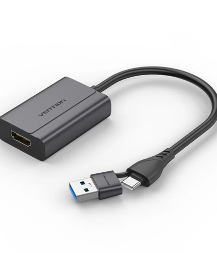 Vention USB-C + USB-A to HDMI Adapter 0.15M Gray Aluminium Alloy Type