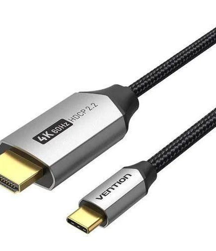Vention Cotton Braided USB-C to HDMI Cable 1M Black Aluminum Alloy Type