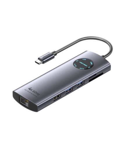 Vention USB C Multi-function 10 in 1 Docking Station USB-C to HDMI/ VGA/USB3.0*2/USB2.0*2/RJ45/TF/SD/PD Docking Station 0.15M Gray Mirrored Surface Type