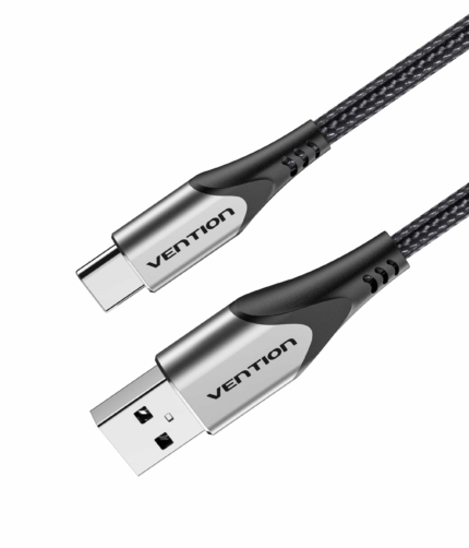 Vention Cotton Braided USB 2.0 A Male to C Male 3A Cable 1M Gray Aluminum Alloy Type