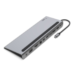 Vention 11 in 1 Multi-function USB-C to HDMI/VGA/USB-C Gen 1/USB 3.0×2/USB 2.0/RJ45/SD/TF/TRRS 3.5mm/PD Docking Station 0.25m Gray Metal Type