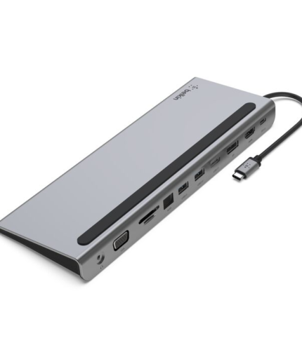 Vention 11 in 1 Multi-function USB-C to HDMI/VGA/USB-C Gen 1/USB 3.0×2/USB 2.0/RJ45/SD/TF/TRRS 3.5mm/PD Docking Station 0.25m Gray Metal Type