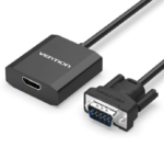 Vention VGA to HDMI Converter with Female Micro USB and Audio Port 0.15M Black Metal Type